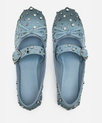 Original Design Blue Rivet Buckle Strap Splicing Flat Feet Shoes