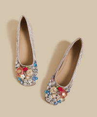 Black Faux Leather Boutique Zircon Splicing Flats Shoes