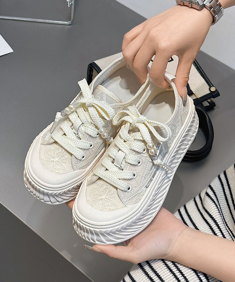 Comfy Splicing Platform Flat Shoes For Black Breathable Mesh