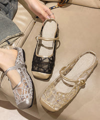 Stylish Silver Tulle Zircon Flats Slide Sandals