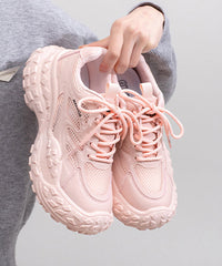 Stylish Lace Up Splicing Platform Blue Breathable Mesh Sport Shoes