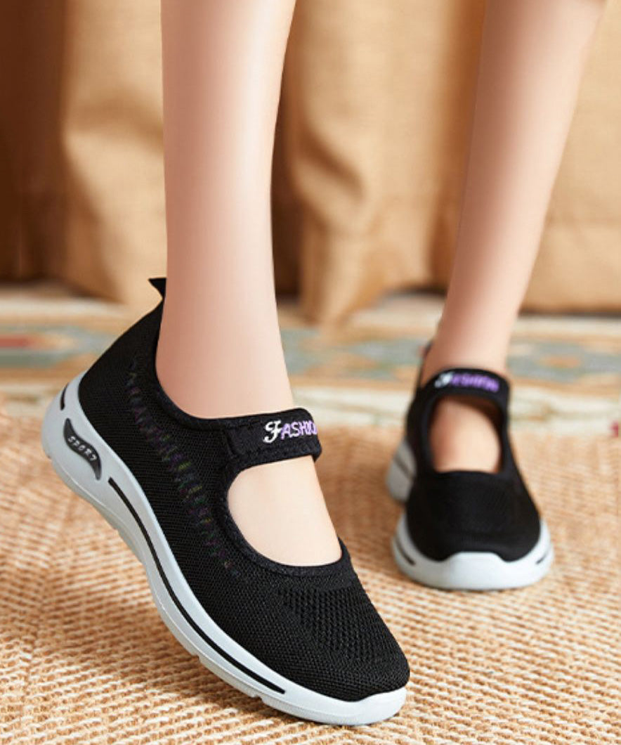 Purple Breathable Mesh Splicing Flat Shoes Women