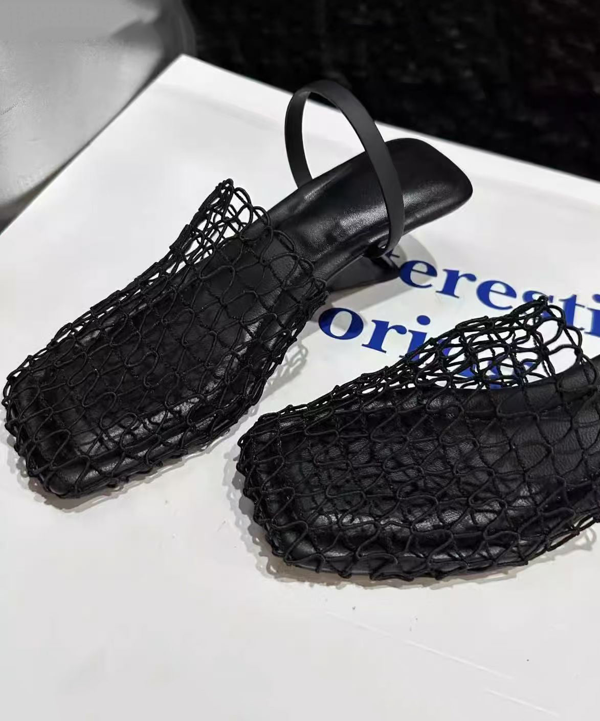 Stylish Black Splicing Wedge Hollow Out Slide Sandals