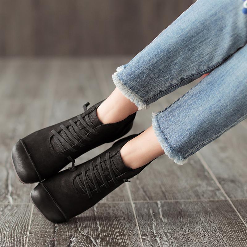 Round Toe Leather Casual Shoes