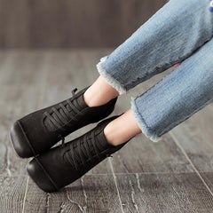 Round Toe Leather Casual Shoes