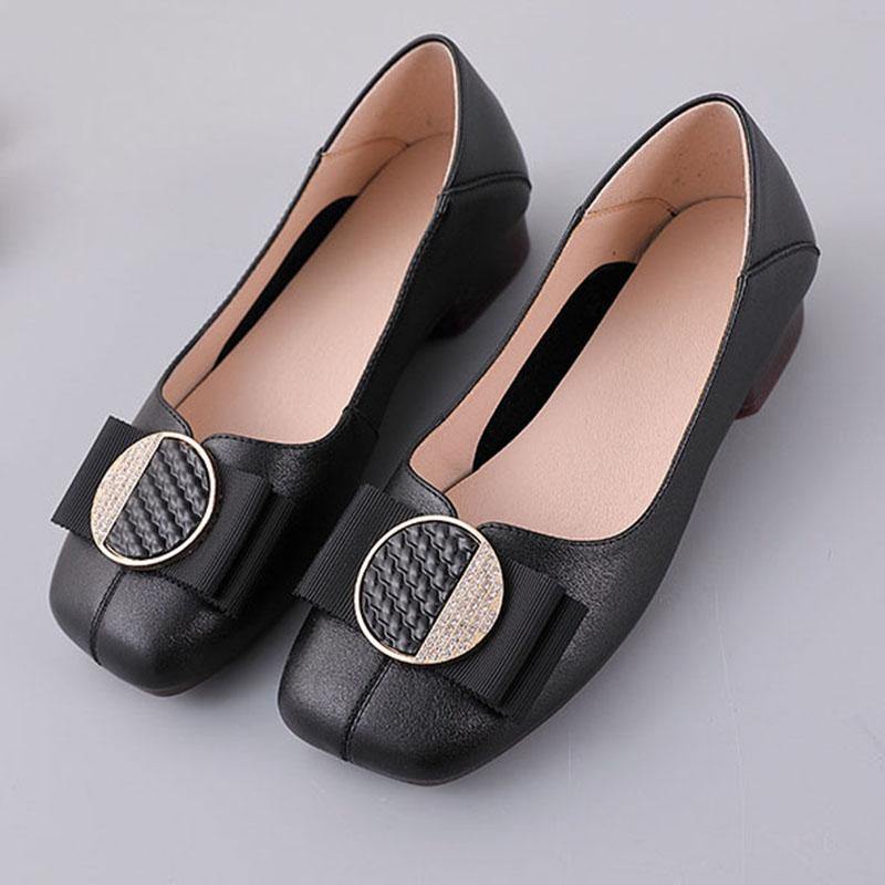 Black Loafer Shoes Genuine Leather Splicing Loafer Shoes