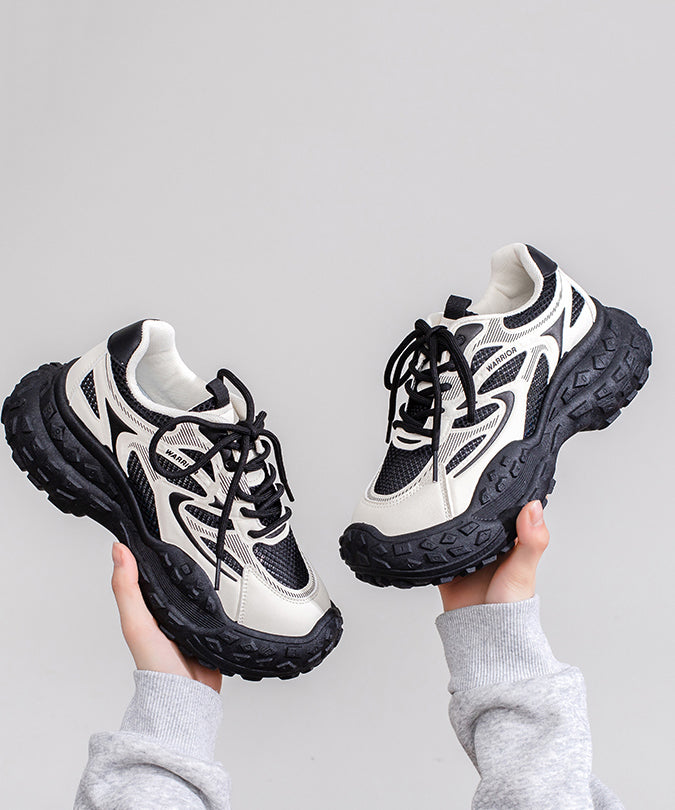 Stylish Lace Up Splicing Platform Blue Breathable Mesh Sport Shoes