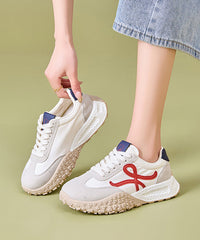 Casual Yellow Suede Splicing Sport Flat Shoes Lace Up