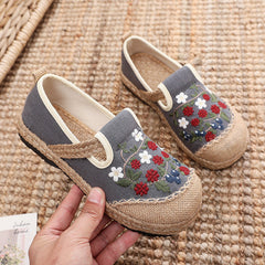 Retro Floral Embroidery Linen Casual Shoes