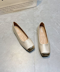 New Comfy Versatile Apricot Splicing Flat Feet Shoes Silk