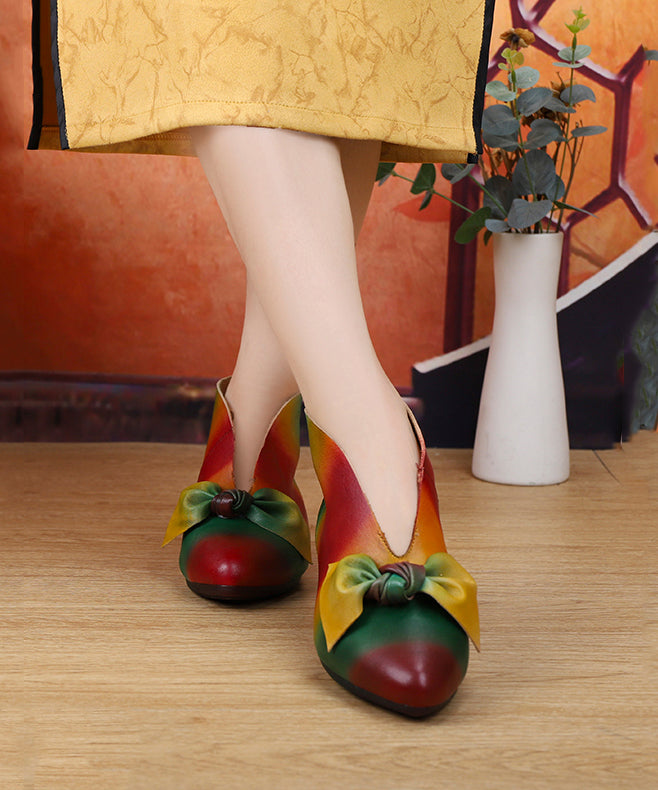 New Soft Flats Colorful Ethnic Style Bow Ankle Boots