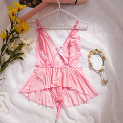 2024 Lingerie Crotchless Lace Bra And Panty Lace Costumes Open Bra Dress