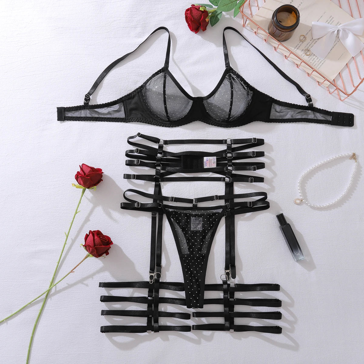 2025 Product Complex Craftsmanship Bundle Hollow Body Shaping Comfortable Mesh Underwear Four Piece Set