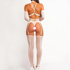 2025 fashionable and comfortable mesh see-through shaping adjustable gathering underwear five-piece set
