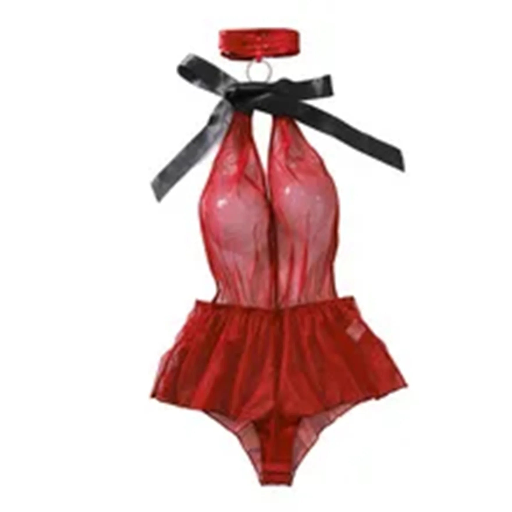 2026 Product Mesh Perspective Hanging Neck Strap Lace Fun jumpsuit