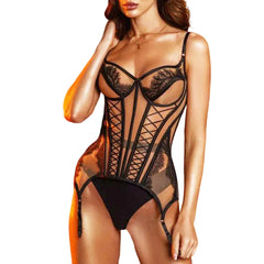 2026 Queen's Lace Splicing Perspective Mesh Cross Fishbone Shaping and Slimming Split Set
