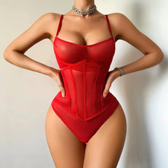 2026 Red Girl Ultra Thin Breathable Big Chest Show Small Three Point Body Shaping Waist Cover