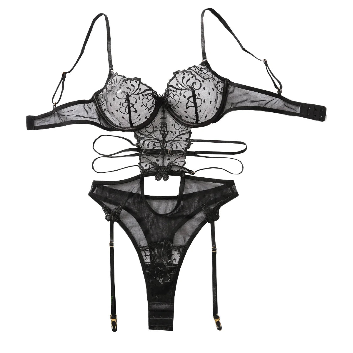 2026 Erotic Lace Embroidery Hollow Out Backless Mesh See Through Erotic Teddy Bear Lingerie