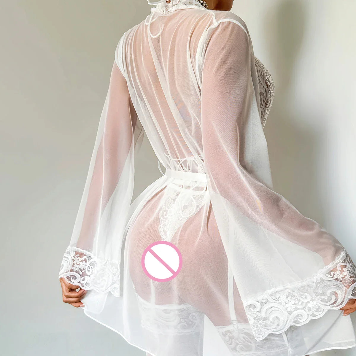 2026 light temperament pure desire hollow out strap jumpsuit splicing perspective lace pure desire lazy nightgown set