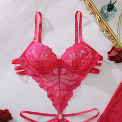 2026 cross-border deep V spicy girl backless transparent lace lace lace shapewear with stockings