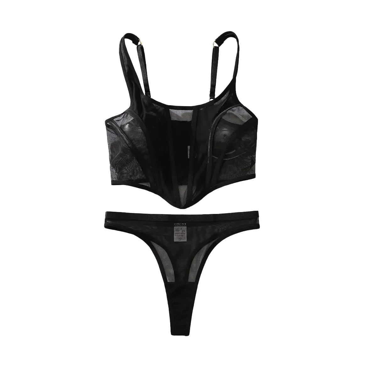 2026 spicy girl perspective mesh slim fit diamond hollow splicing design suspender two-piece set