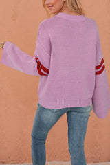 Heart-shaped Jacquard Long-sleeved Loose Knit Sweater