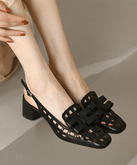 Classy Faux Leather Hollow Out Splicing Apricot Sandals
