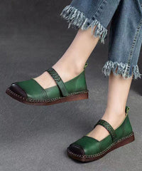 Spring New Retro Cowhide Flat Shoes Buckle Strap