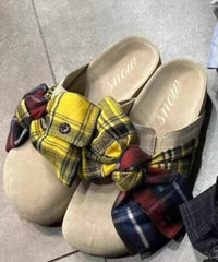 Japanese Blue Bow Platform Slide Sandals