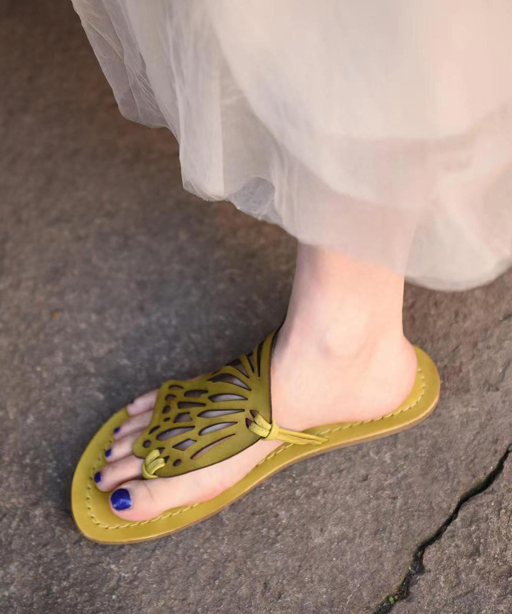 French Flip Flops With Flat Bottoms Hollowed Out Butterfly Slippers
