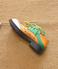 Orange Lace Up Splicing Comfy Flat Shoes For Women