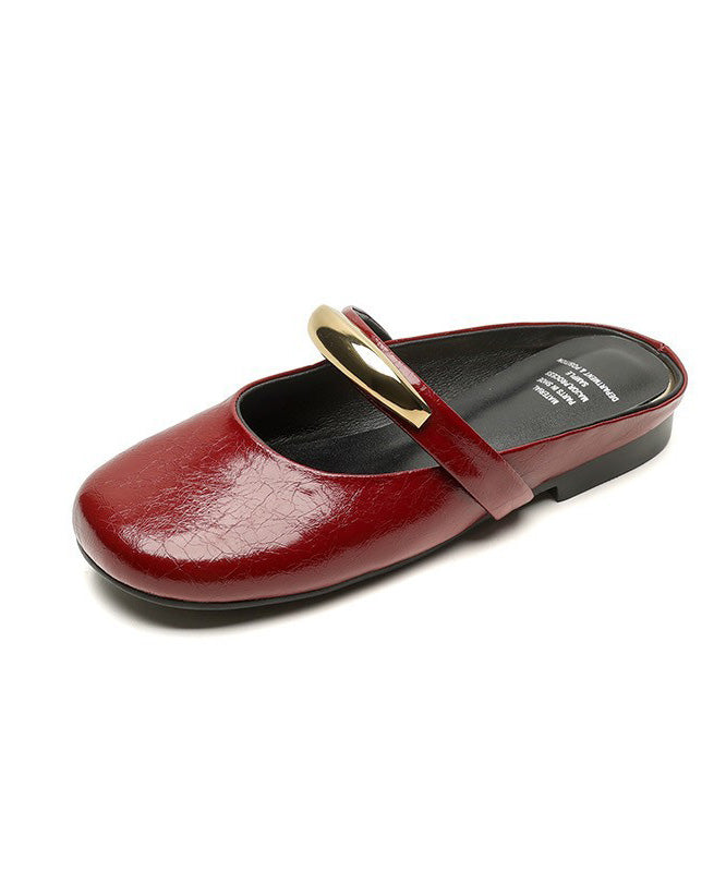 Red Faux Leather Soft Splicing Slide Sandals