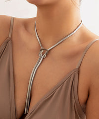 Gold Sterling Silver Flat Snake Shaped Tassel Necklace