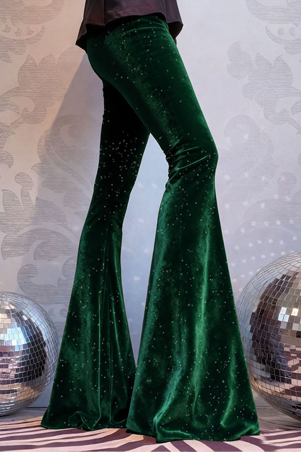 Velvet High-waisted Draped Casual Flared Pants