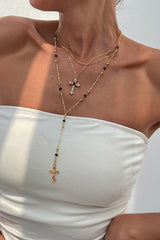 Diamond Cross Chain Elegant Multi-layered Necklace