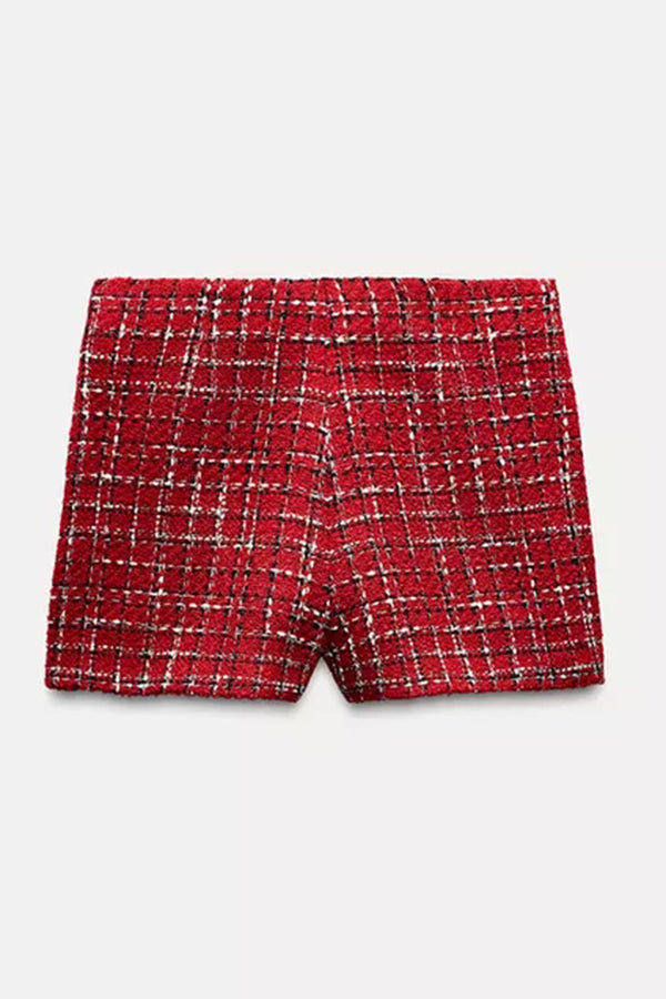 Tweed Plaid Texture Casual Mini Skirt