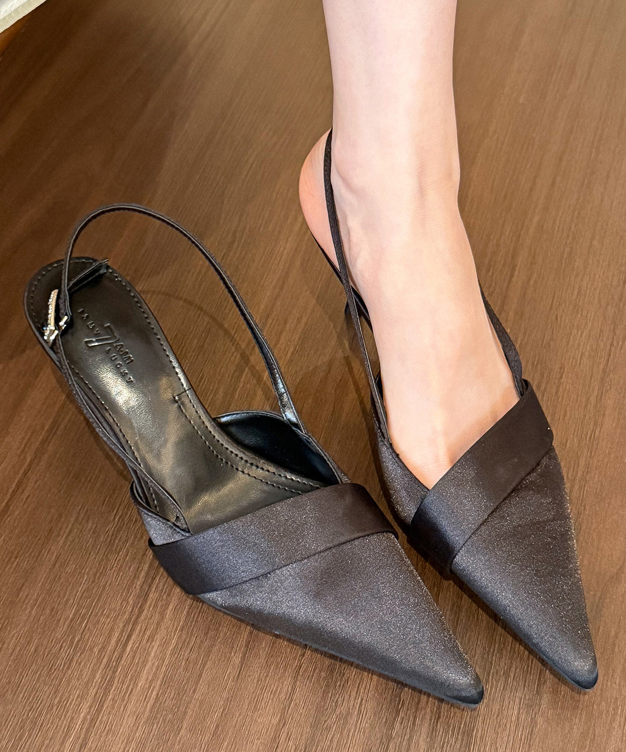 Green High Heel Sandals Satin Classy Splicing Pointed Toe