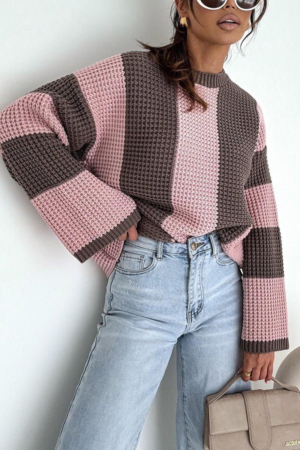 Colorblock Loose Long-sleeved Casual Knitted Sweater