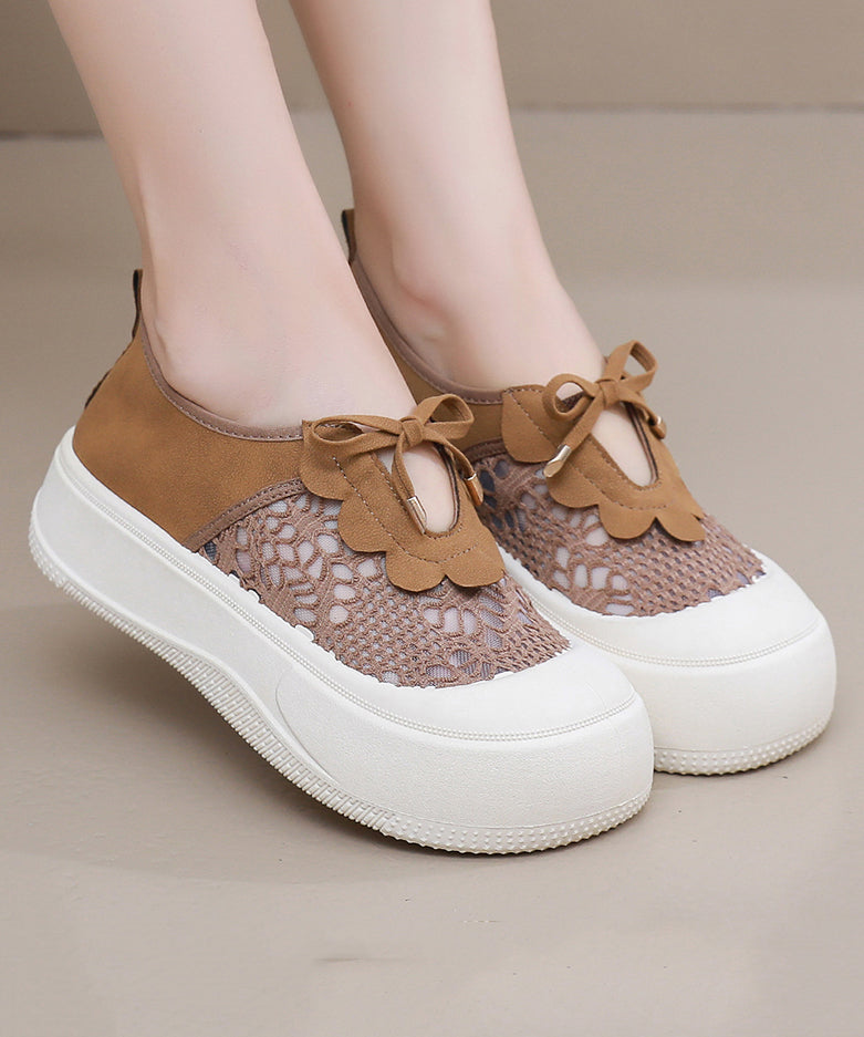 Black Casual Splicing Breathable Mesh Platform Flat Feet Shoes