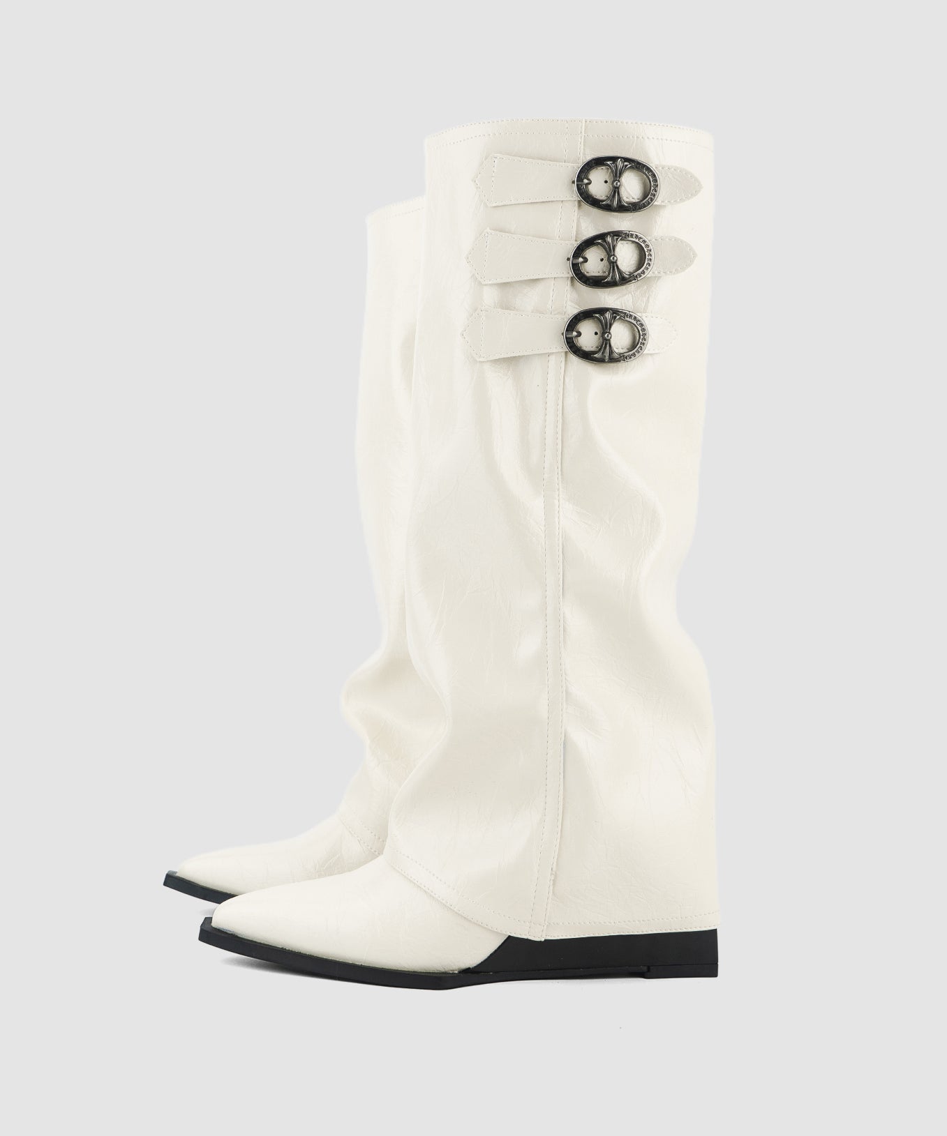 Khaki Boots Wedge Suede Fashion Splicing Pointed Toe