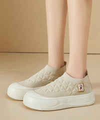 Splicing Comfy Platform Flat Shoes Coffee Cotton Fabric