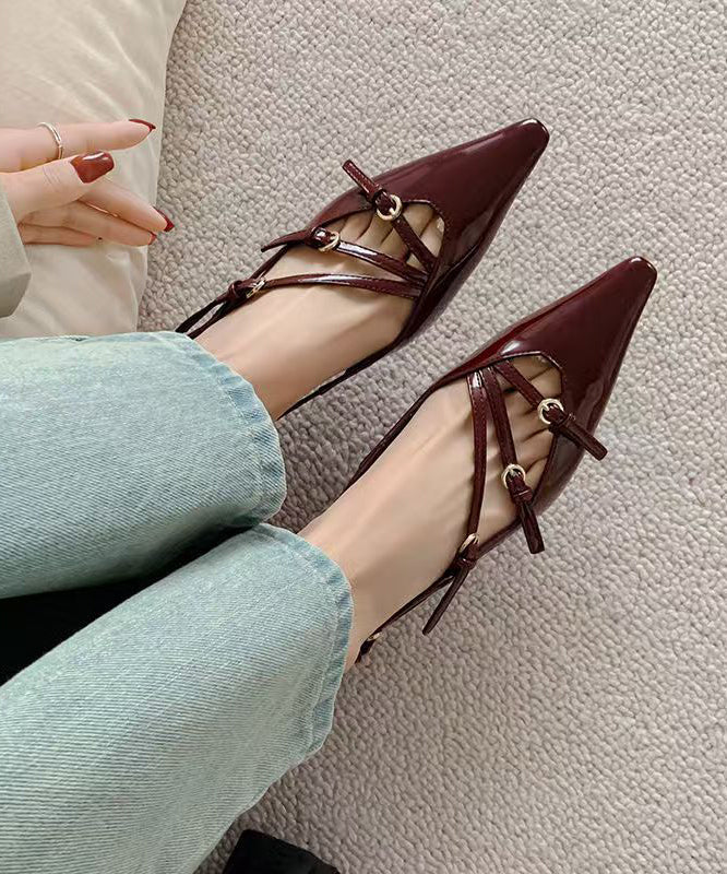 Mulberry High Heel Cowhide Leather Classy Splicing Sandals Pointed Toe