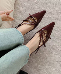 Mulberry High Heel Cowhide Leather Classy Splicing Sandals Pointed Toe