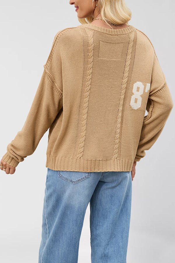 Digital Jacquard Loose Long-sleeved Knit Sweater