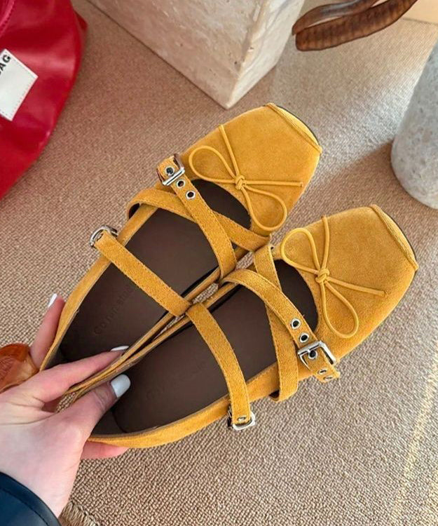 Red Bow Cross Strap Splicing Boutique Suede Wedge Shoes