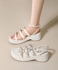 Red Splicing Platform Sandals Hollow Out Peep Toe