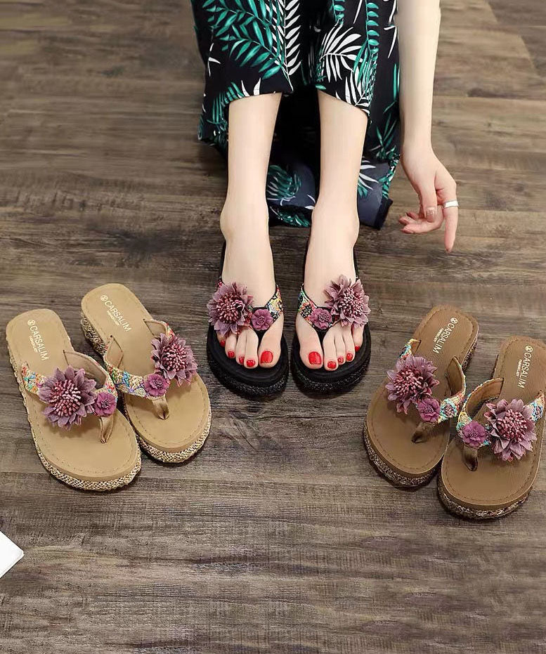 Coffee Floral Holiday Thong Sandals