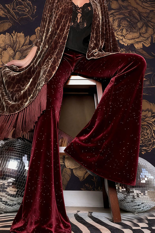 Velvet High-waisted Draped Casual Flared Pants