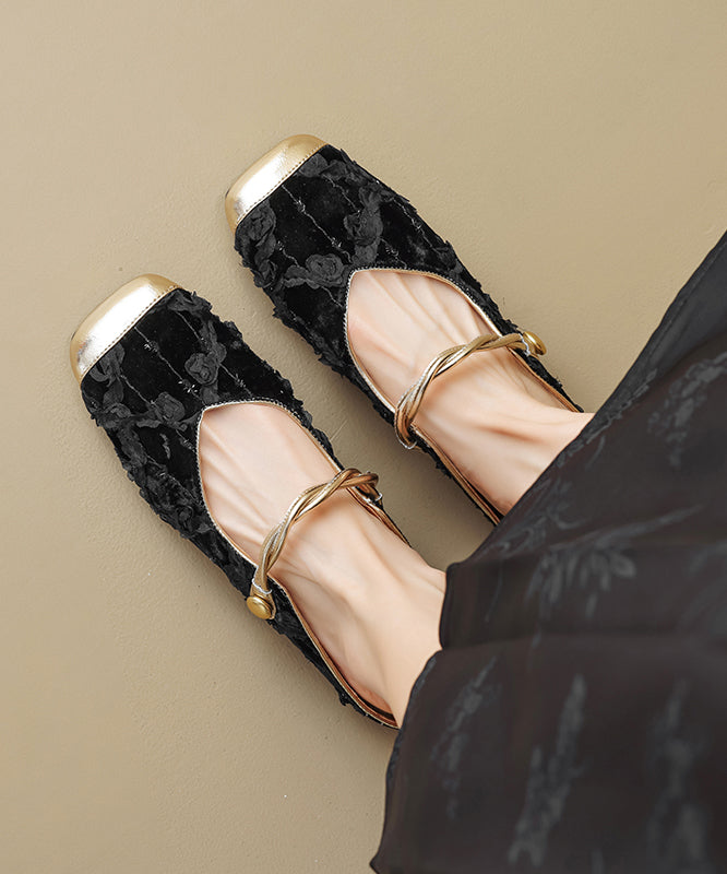 Apricot Ruffled Print Cowhide Leather Slide Sandals