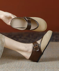 Casual Splicing Wedge Brown Suede Slide Sandals